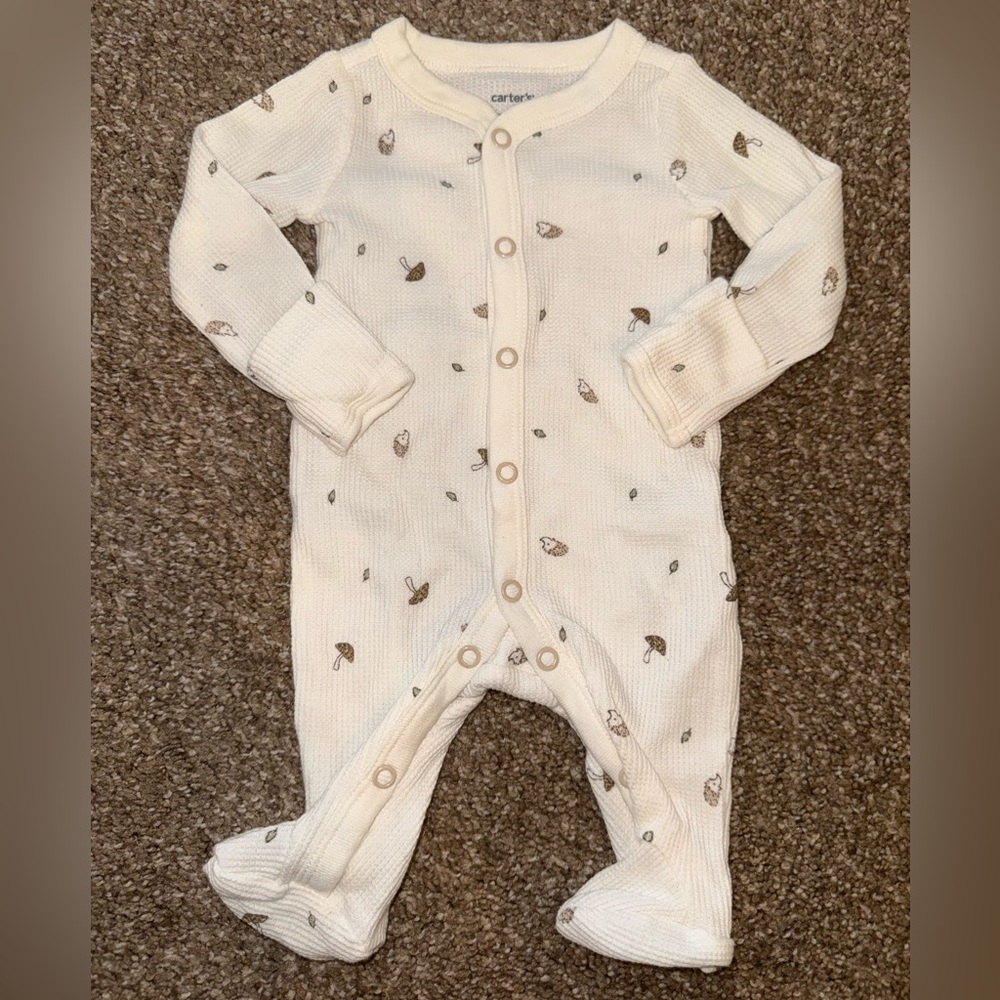 Carter's Cream and Brown Footed One Piece